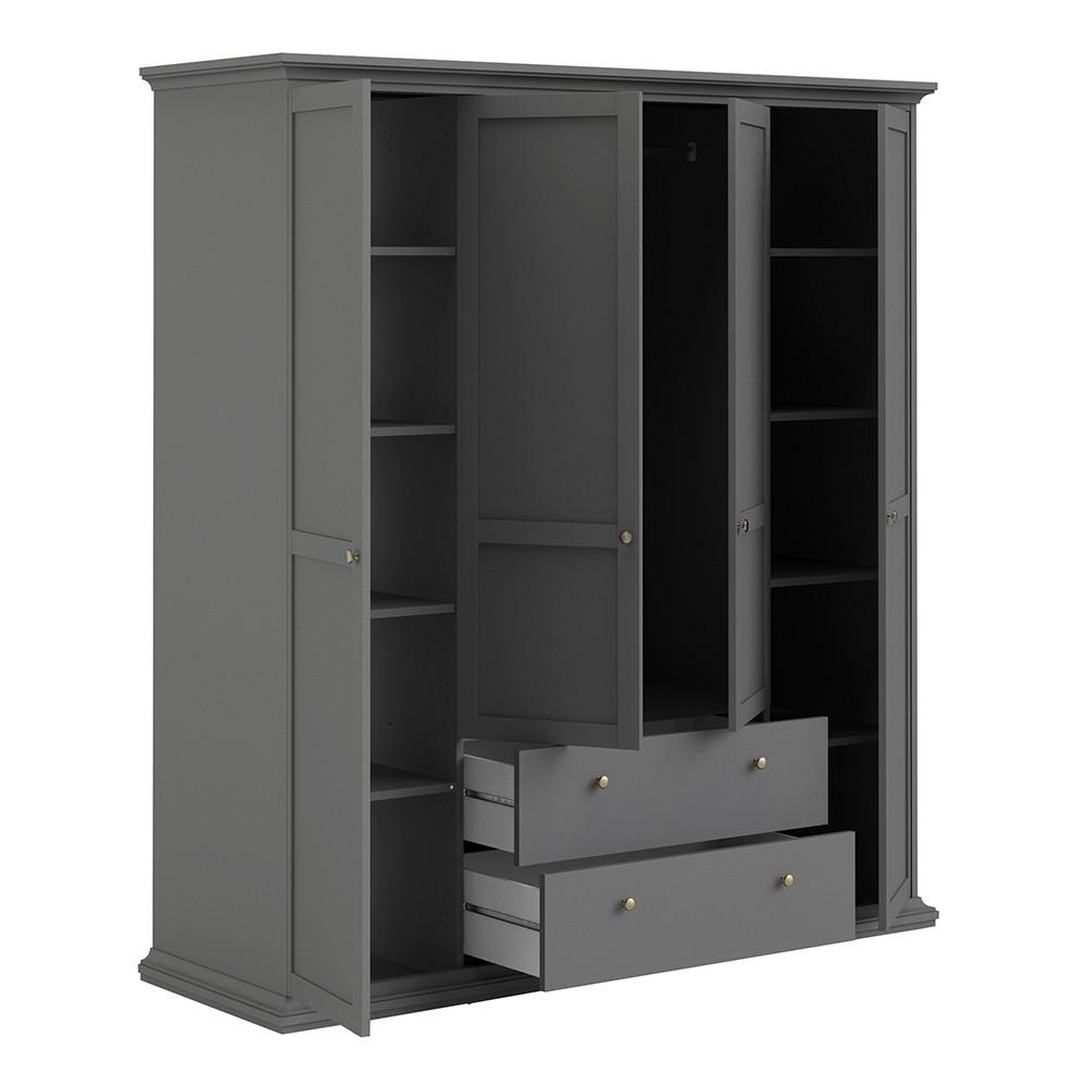 Furniture To Go Paris 4 Door and 2 Drawer Wardrobe in Matt Grey (70175369IGIG)