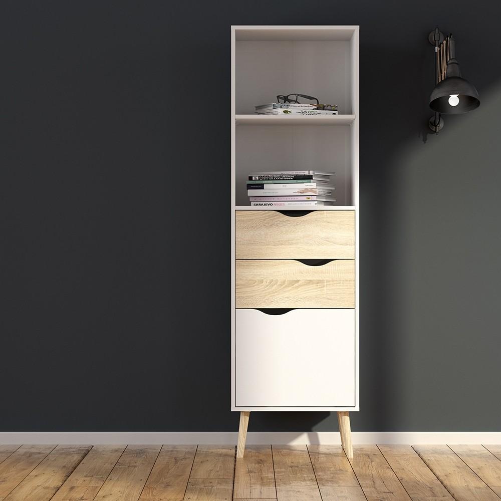 Furniture To Go Oslo Bookcase in White and Oak (7047538249AK)