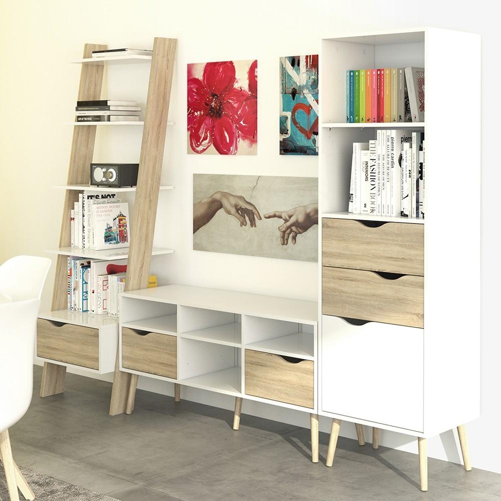 Furniture To Go Oslo Bookcase in White and Oak (7047538249AK)
