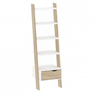 Furniture To Go Oslo Leaning Bookcase in White and Oak (7047538549AK)