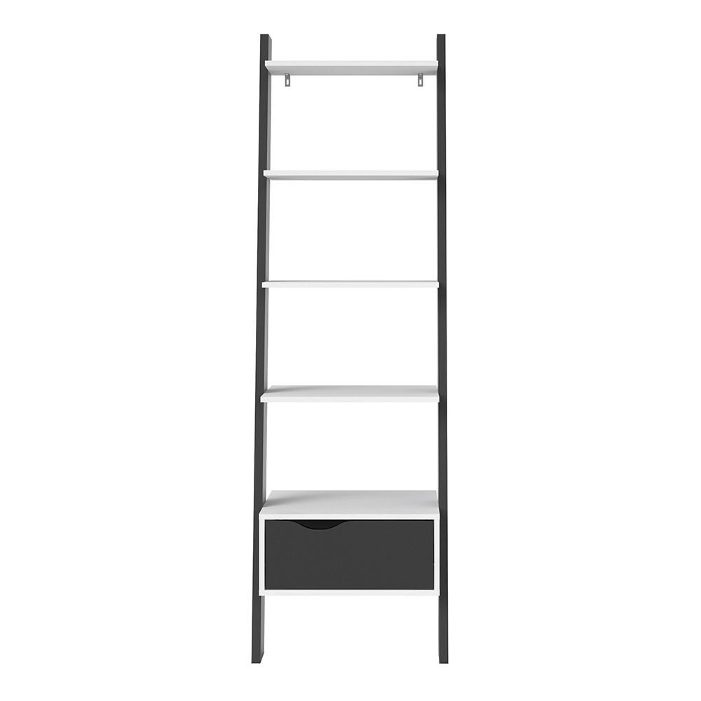 Furniture To Go Oslo Leaning Bookcase in White and Black (7047538549GM)