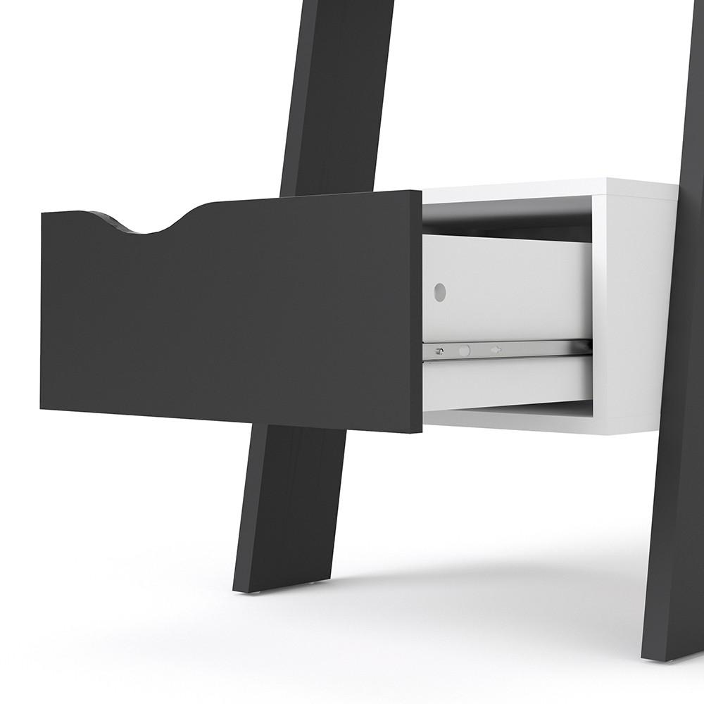Furniture To Go Oslo Leaning Bookcase in White and Black (7047538549GM)