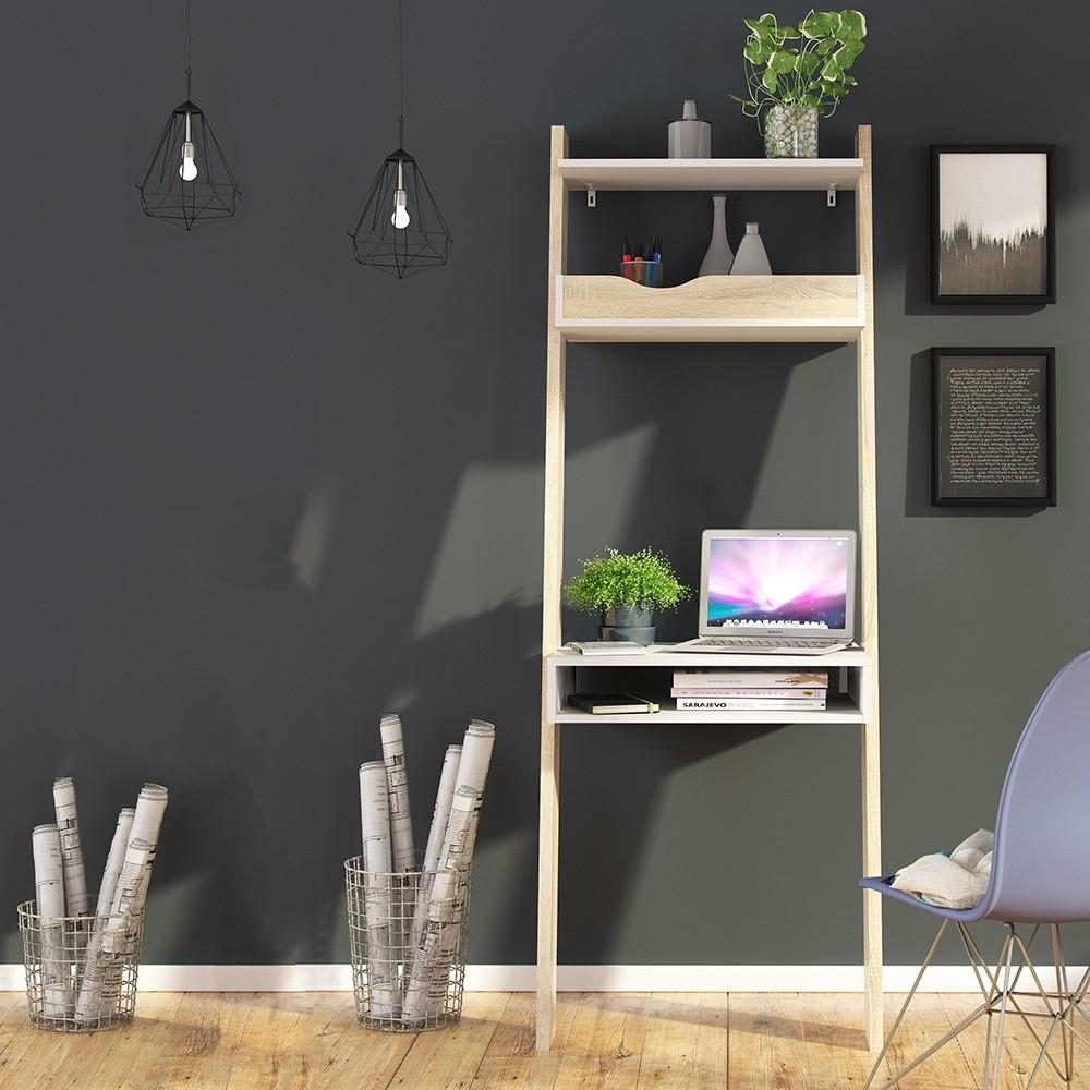 Furniture To Go Oslo Leaning Desk in White and Oak (7047538949AK)