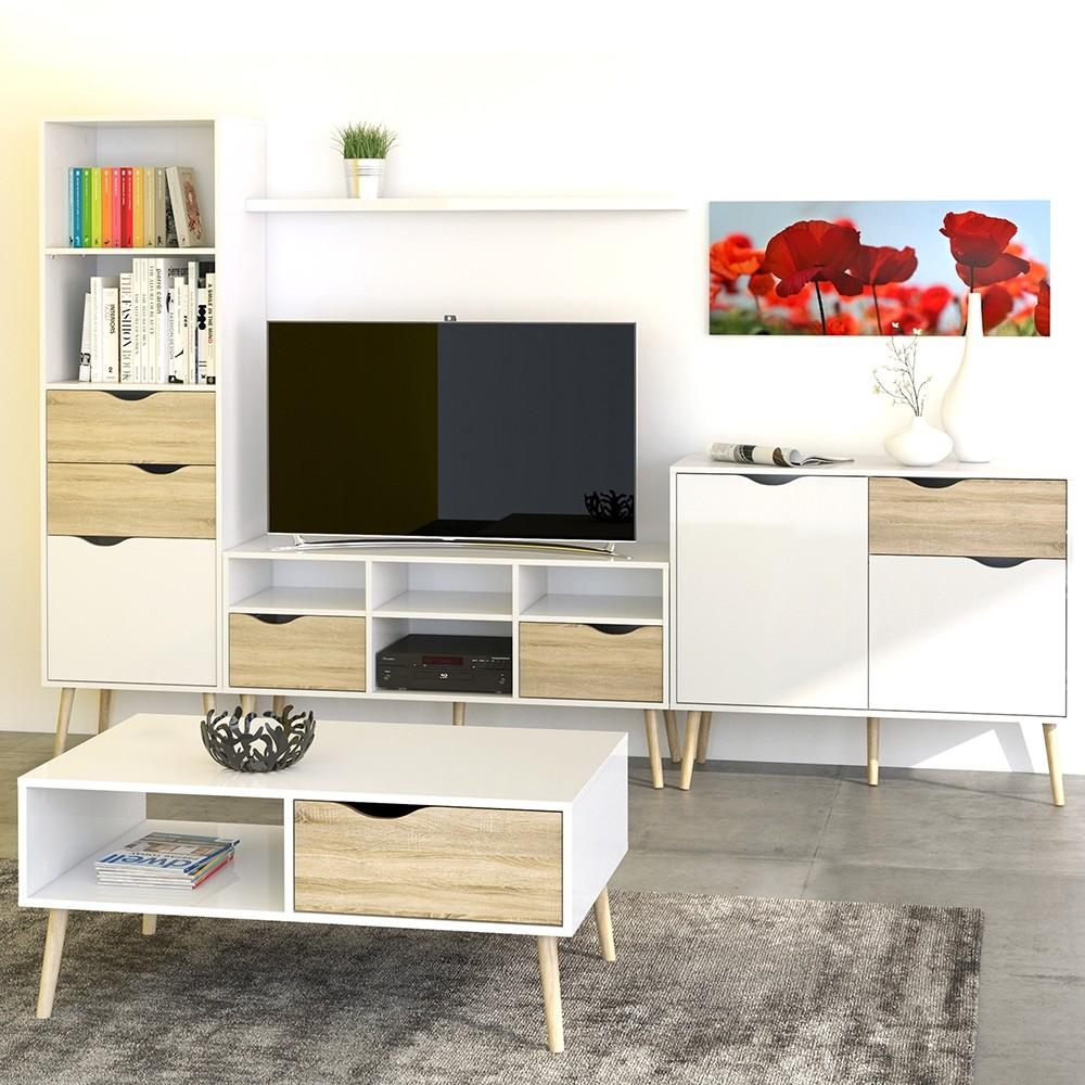 Furniture To Go Oslo Wide TV Stand in White and Oak (7047539149AK)