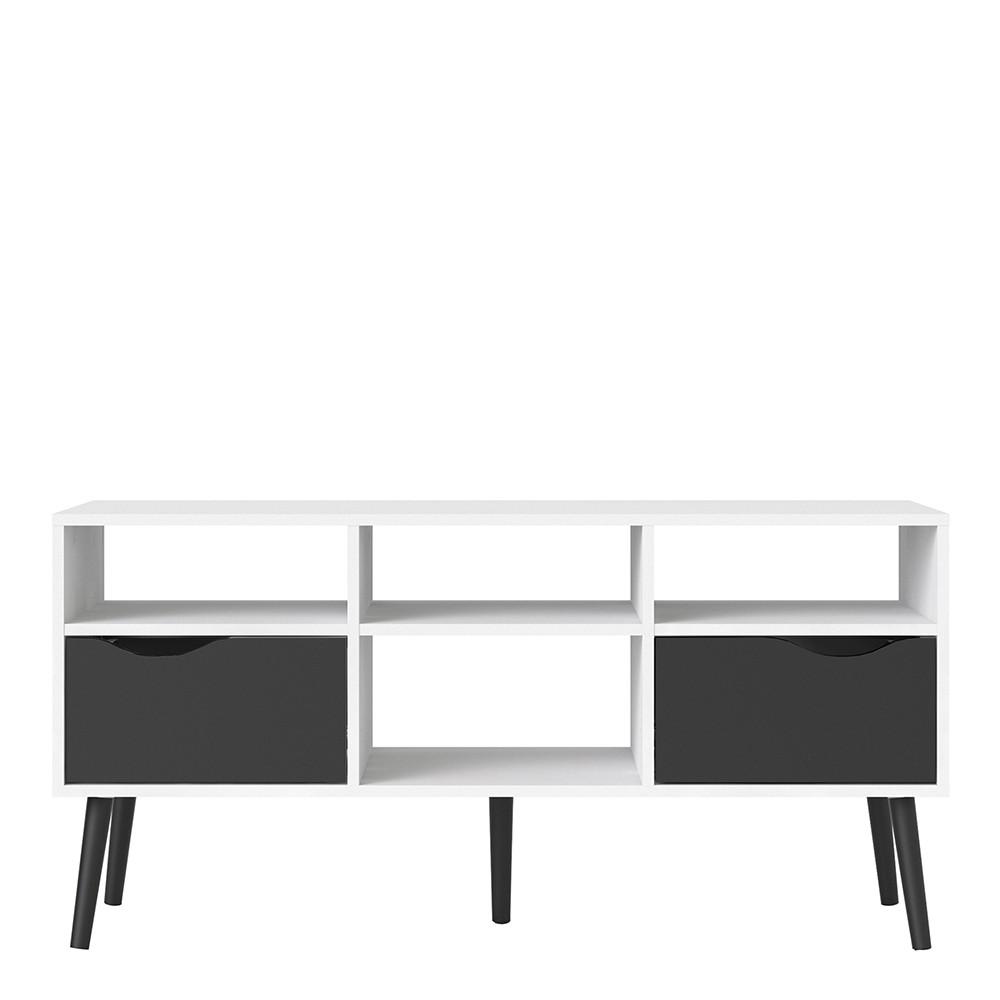 Furniture To Go Oslo Wide TV Stand in White and Black (7047539149GM)