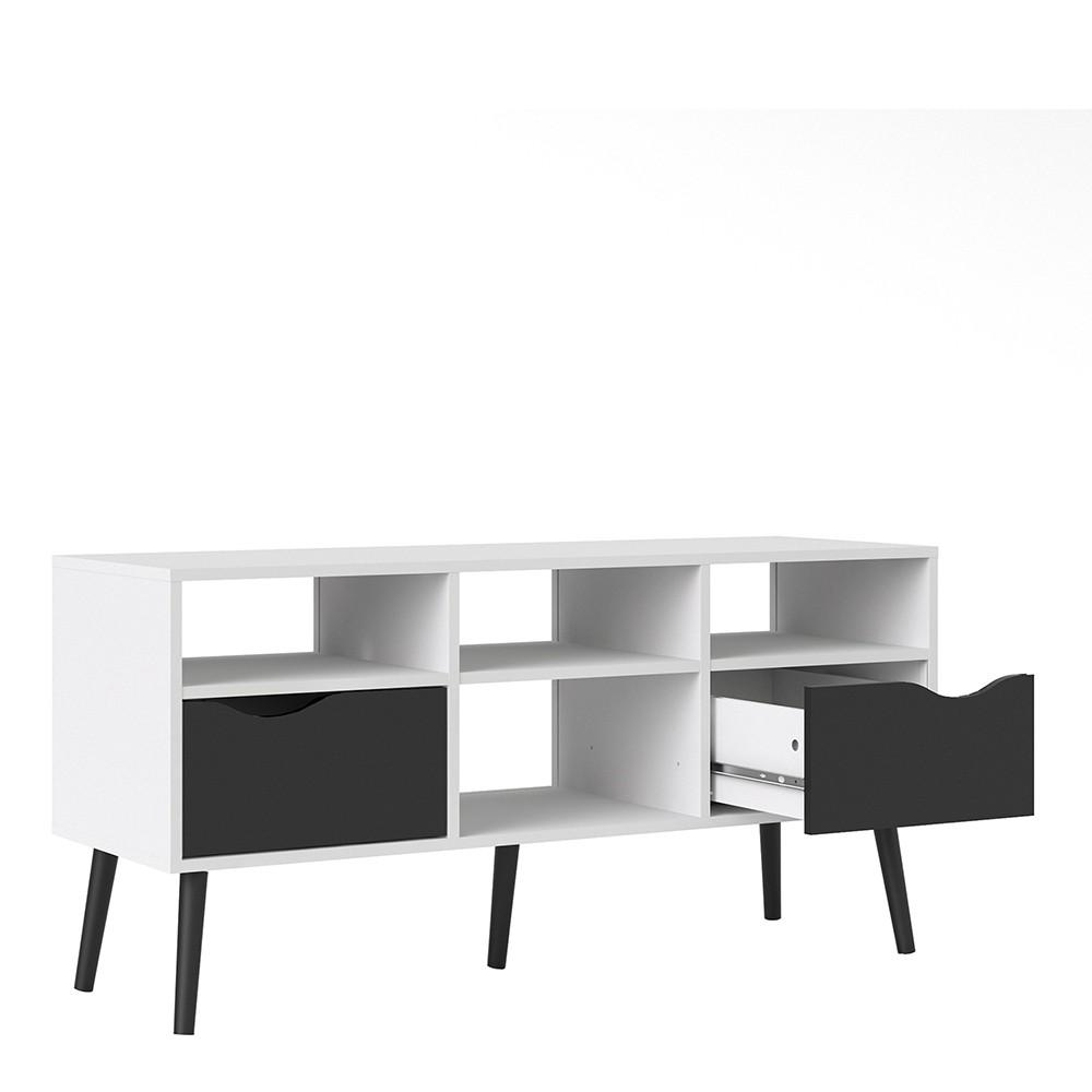 Furniture To Go Oslo Wide TV Stand in White and Black (7047539149GM)