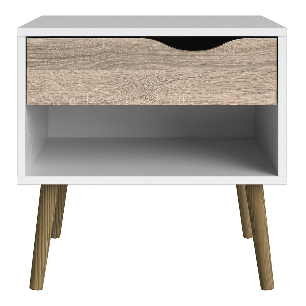 Furniture To Go Oslo Bedside Cabinet in White and Oak (7047539449AK)