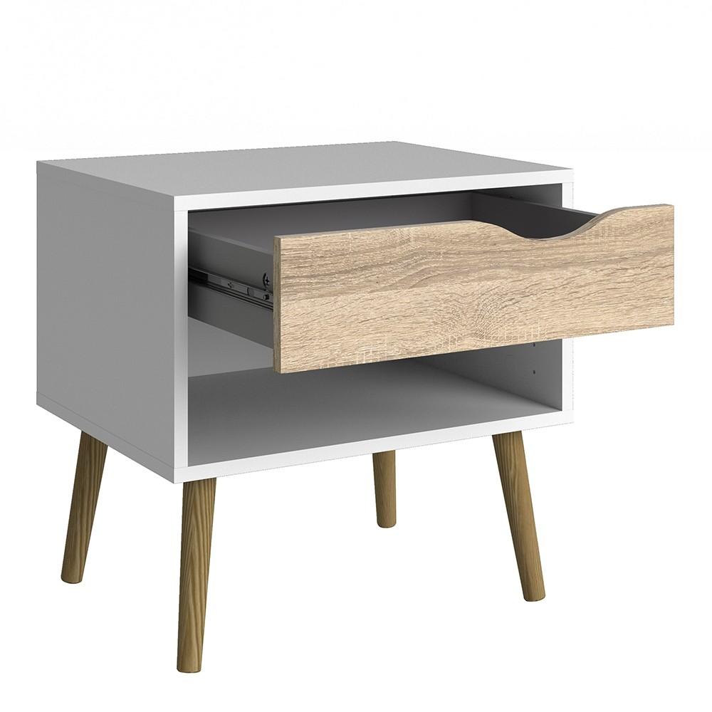 Furniture To Go Oslo Bedside Cabinet in White and Oak (7047539449AK)