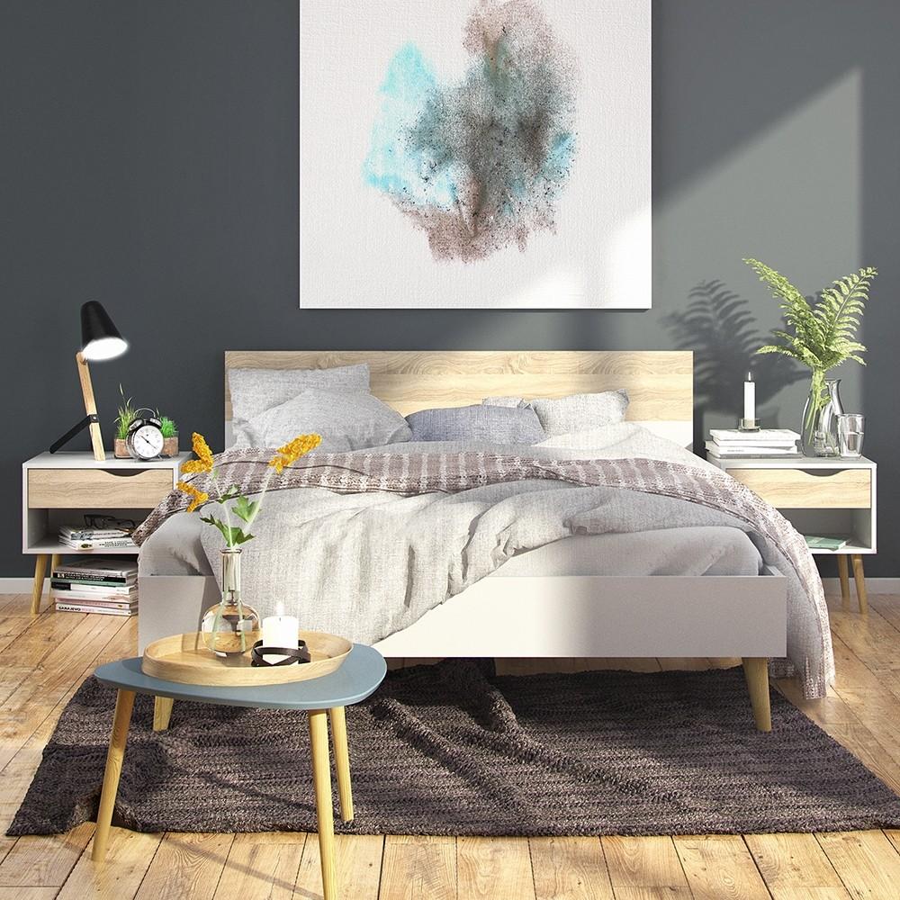 Furniture To Go Oslo Bedside Cabinet in White and Oak (7047539449AK)