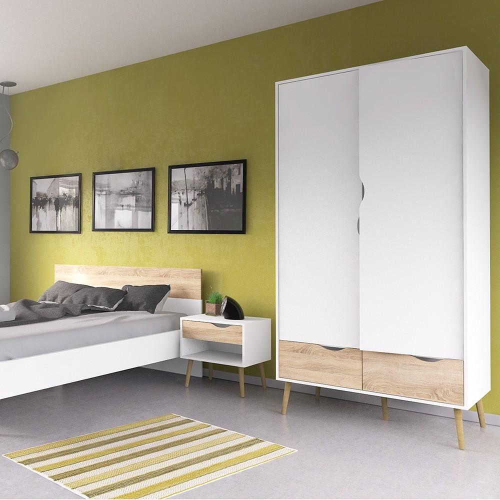 Furniture To Go Oslo Bedside Cabinet in White and Oak (7047539449AK)