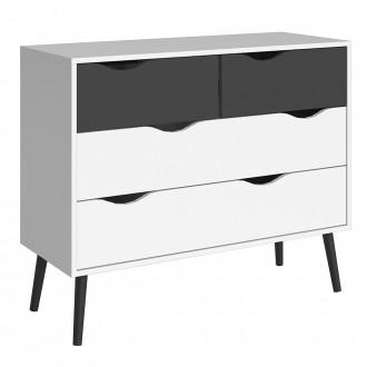 Furniture To Go Oslo 4-Drawer Chest in White and Black (7047539549GM)