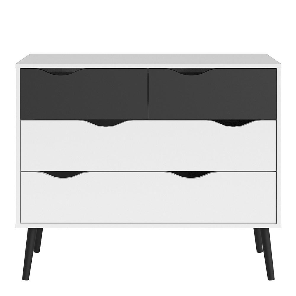 Furniture To Go Oslo 4-Drawer Chest in White and Black (7047539549GM)