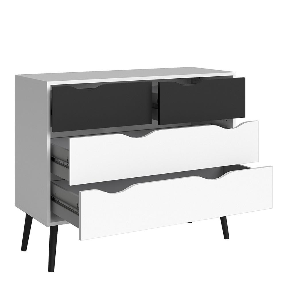 Furniture To Go Oslo 4-Drawer Chest in White and Black (7047539549GM)