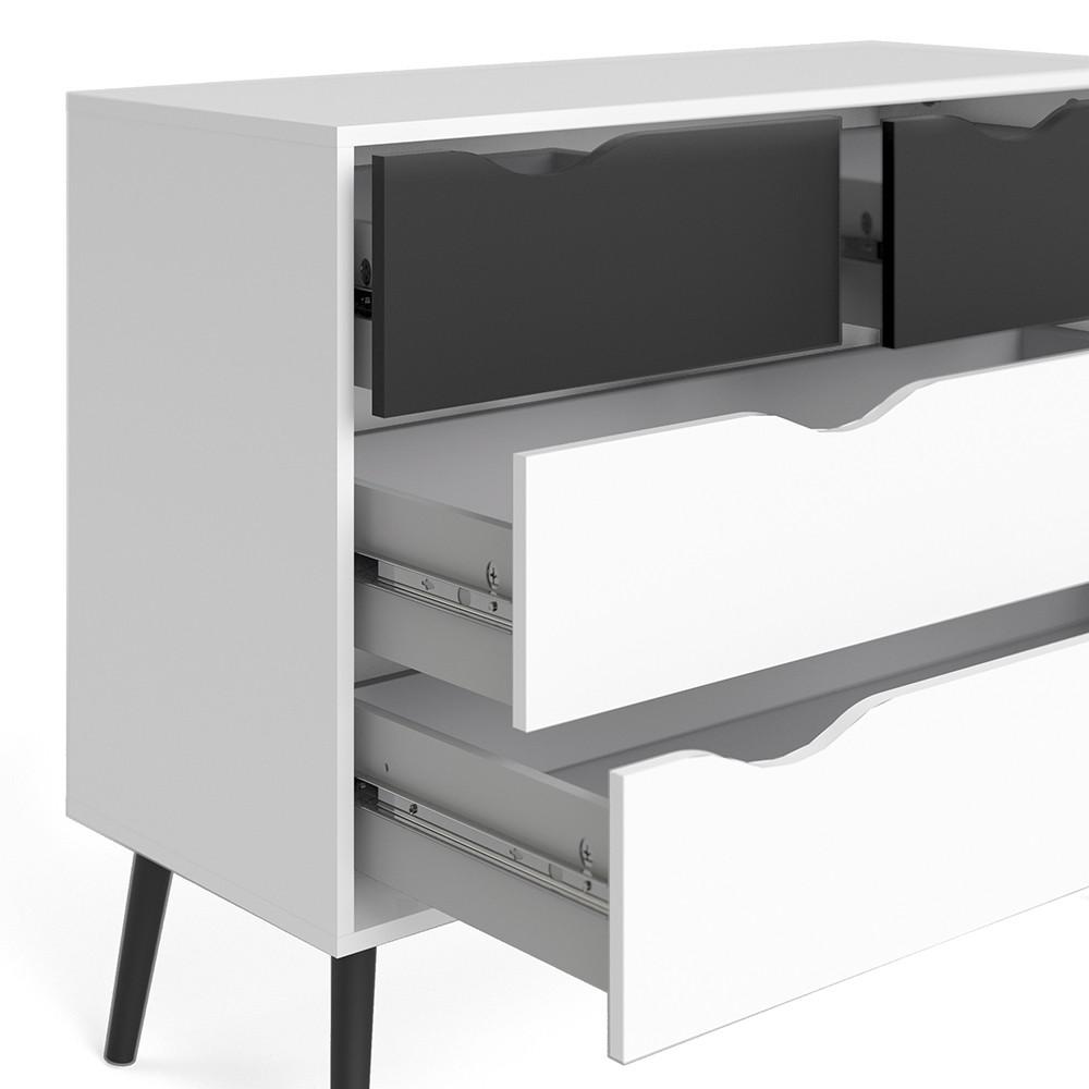 Furniture To Go Oslo 4-Drawer Chest in White and Black (7047539549GM)