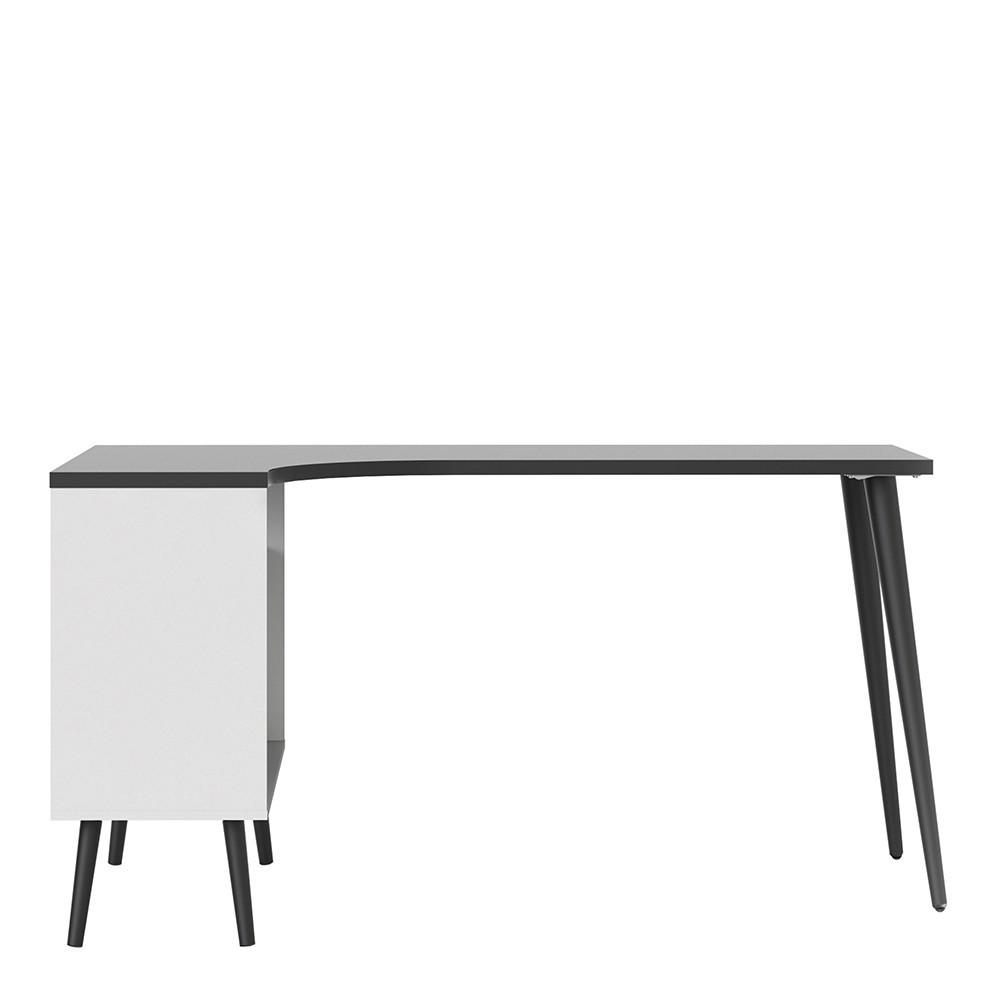 Furniture To Go Oslo Desk with Return in White and Black (7047545049GM)