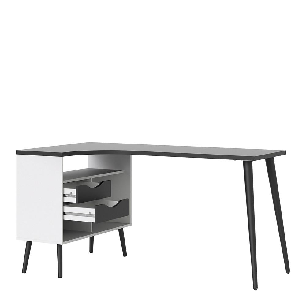 Furniture To Go Oslo Desk with Return in White and Black (7047545049GM)