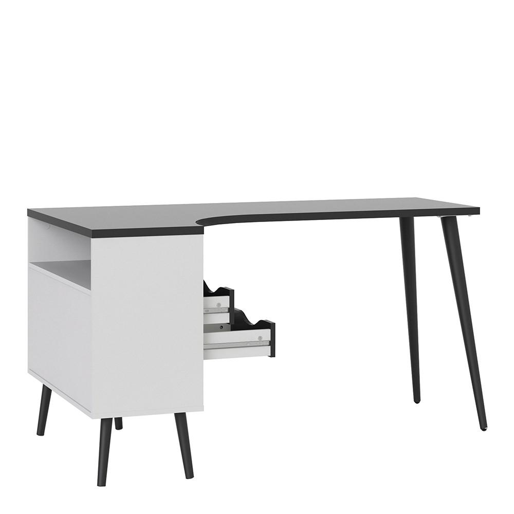 Furniture To Go Oslo Desk with Return in White and Black (7047545049GM)