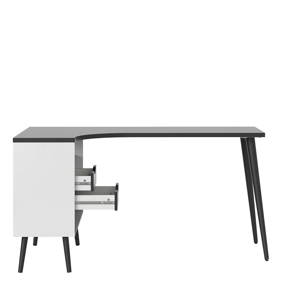 Furniture To Go Oslo Desk with Return in White and Black (7047545049GM)