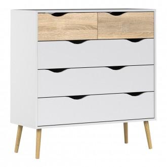 Furniture To Go Oslo 5-Drawer Chest in White and Oak (7047545649AK)