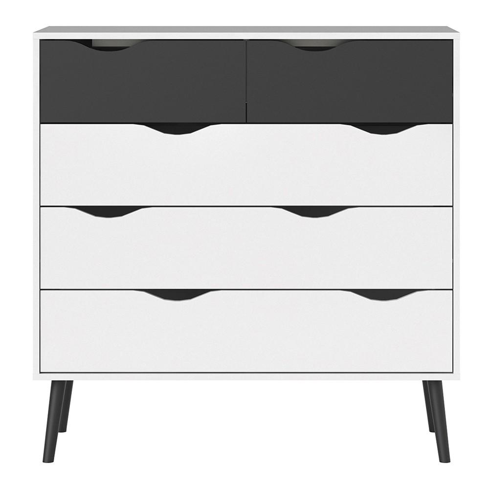 Furniture To Go Oslo 5-Drawer Chest in White and Black (7047545649GM)