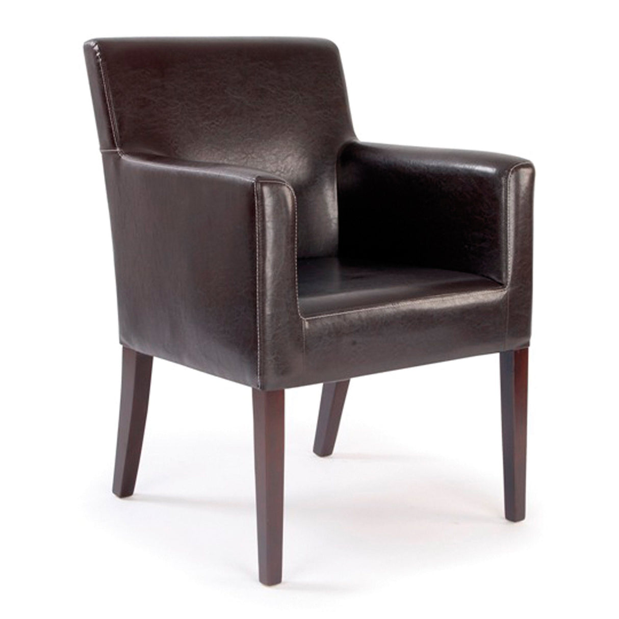 Nautilus Designs Metro Modern Cubed Armchair Upholstered in a Durable Leather Effect Finish - Brown