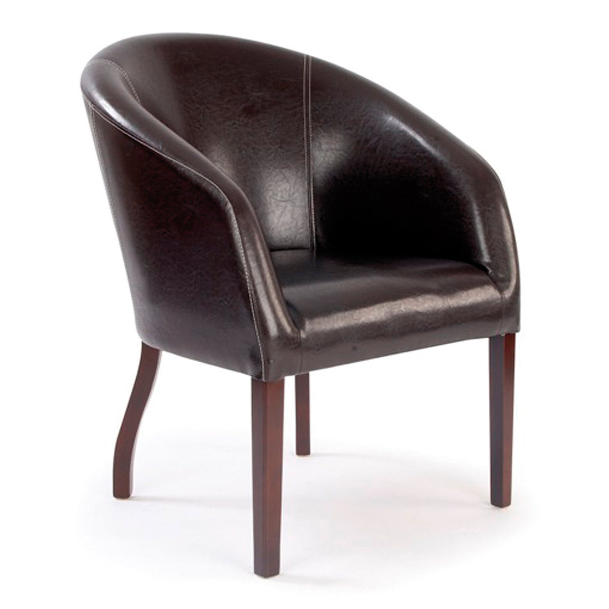 Nautilus Designs Metro Modern Curved Armchair Upholstered in a Durable Leather Effect Finish - Brown
