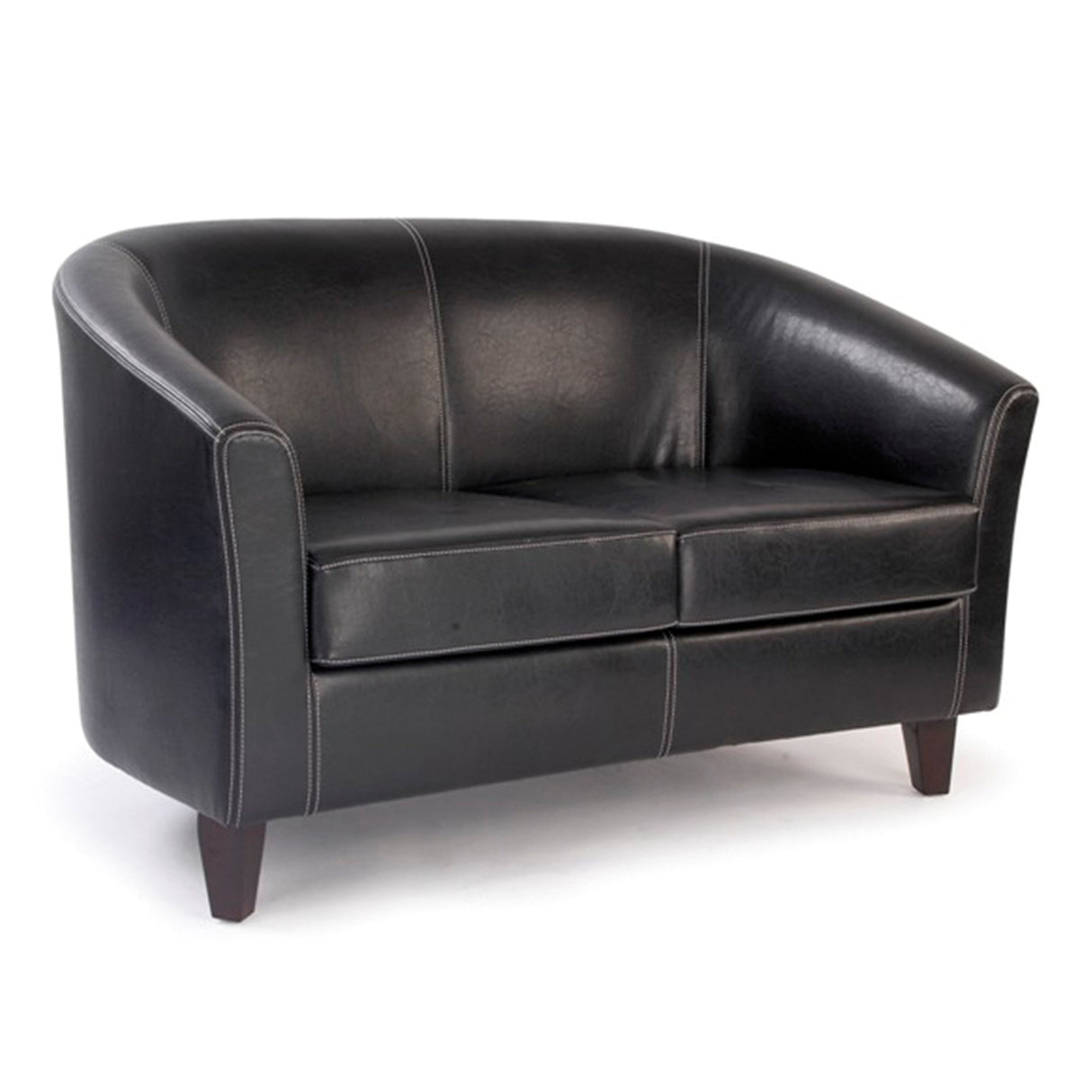 Nautilus Designs Metro High Back Tub Style Two Seater Sofa Upholstered in a durable Leather Effect Finish - Brown