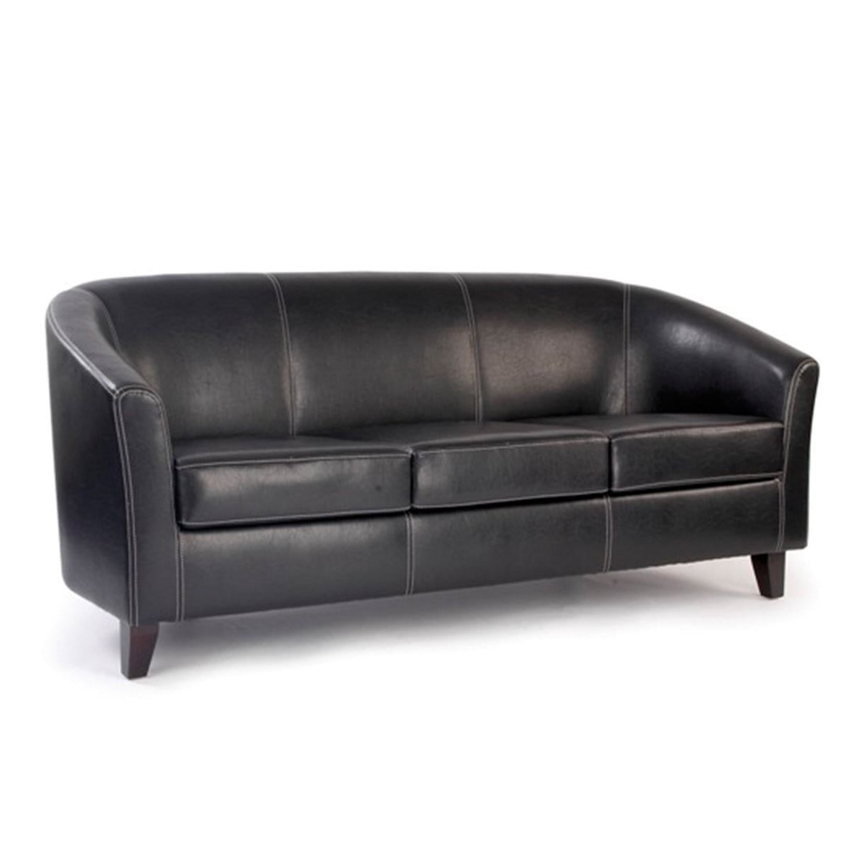Nautilus Designs Metro High Back Tub Style Three Seater Sofa Upholstered in a durable Leather Effect Finish - Brown