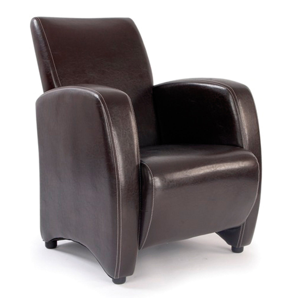 Nautilus Designs Metro High Back Lounge Armchair Upholstered in a Durable Leather Effect Finish - Brown