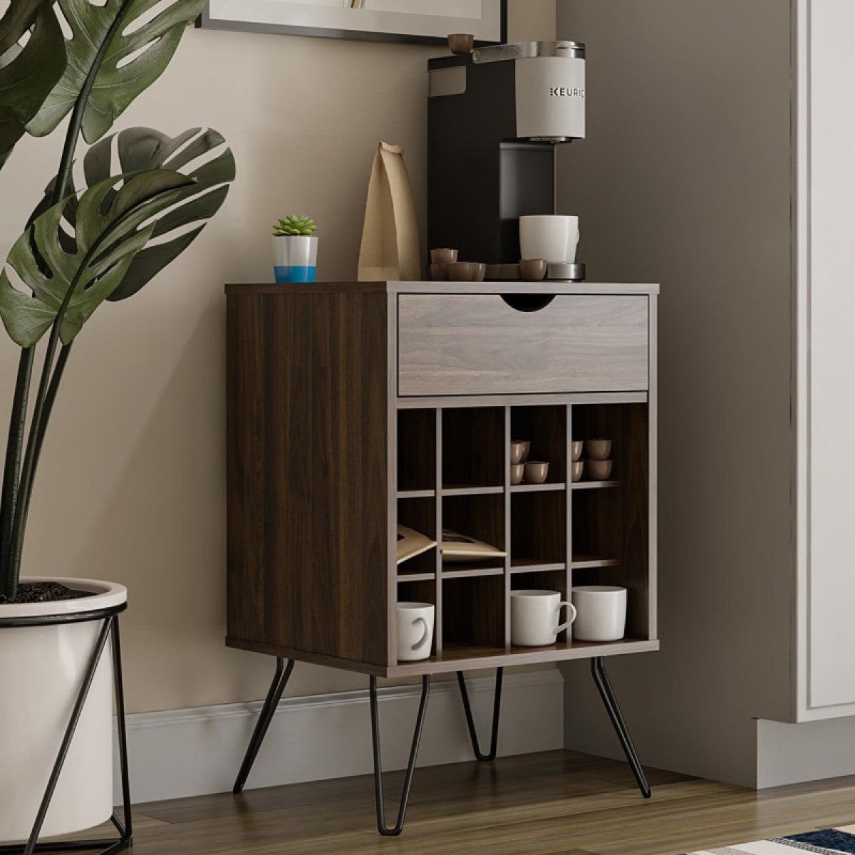 Novogratz Concord Walnut Wine Rack Cabinet (8374222COMNUK)