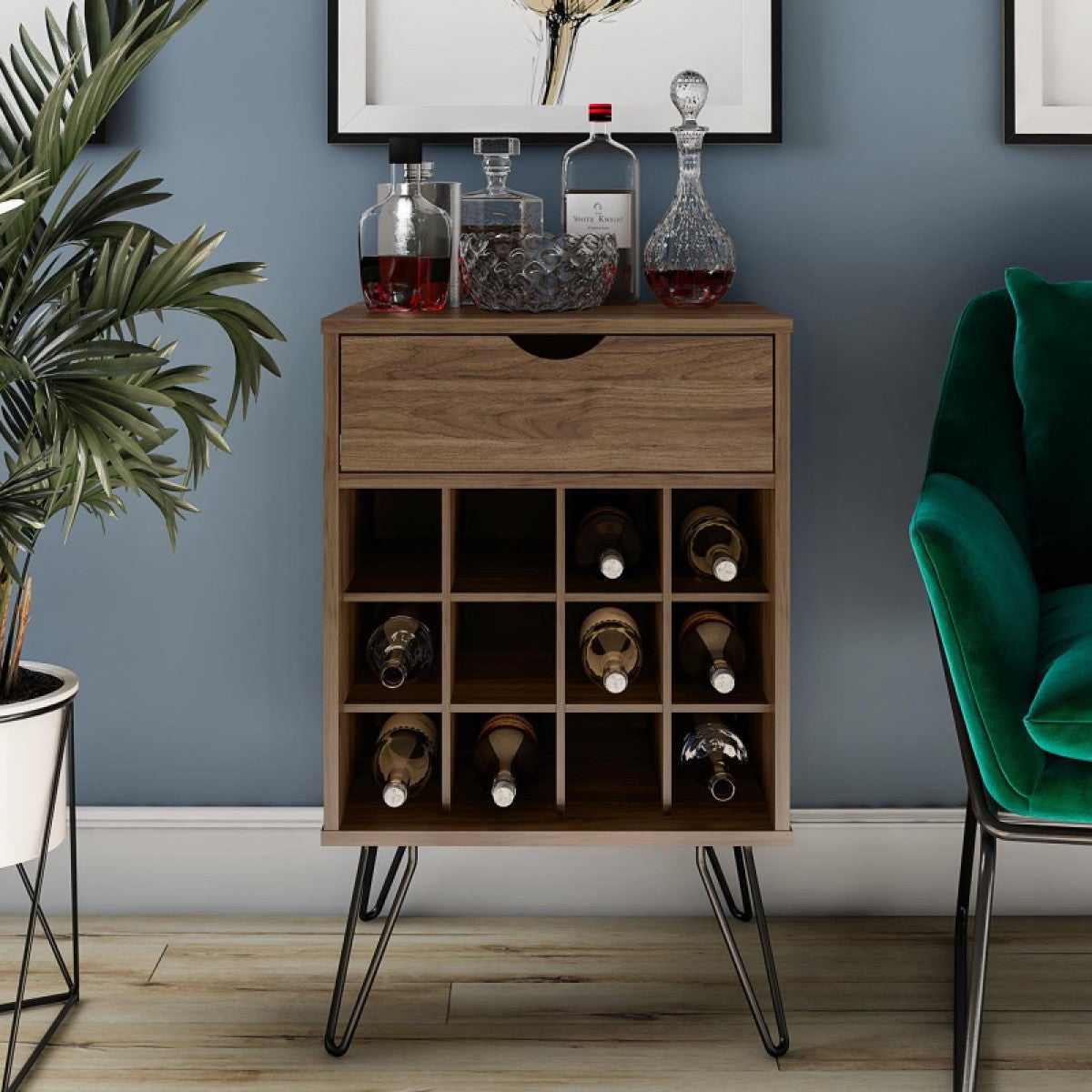 Novogratz Concord Walnut Wine Rack Cabinet (8374222COMNUK)