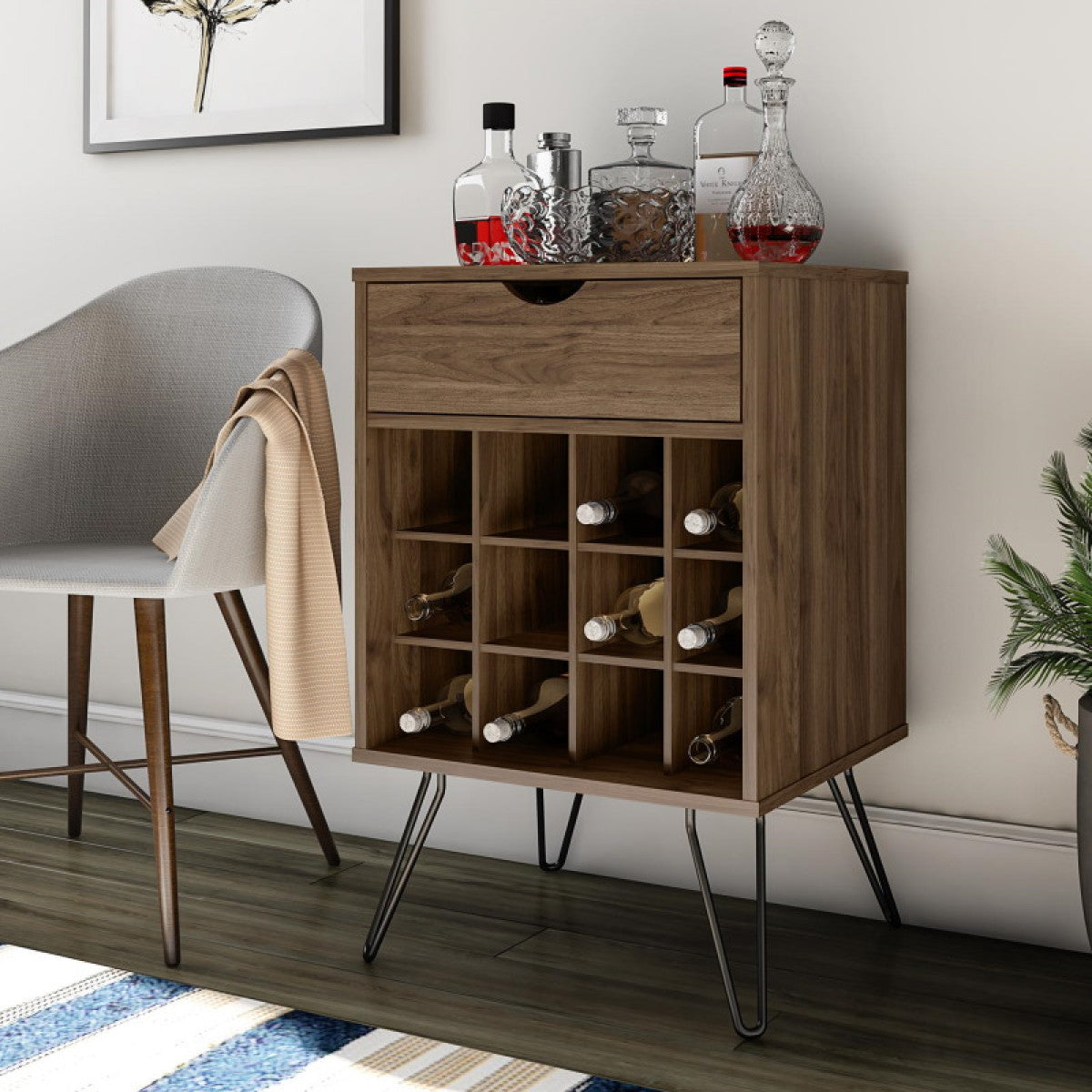 Novogratz Concord Walnut Wine Rack Cabinet (8374222COMNUK)