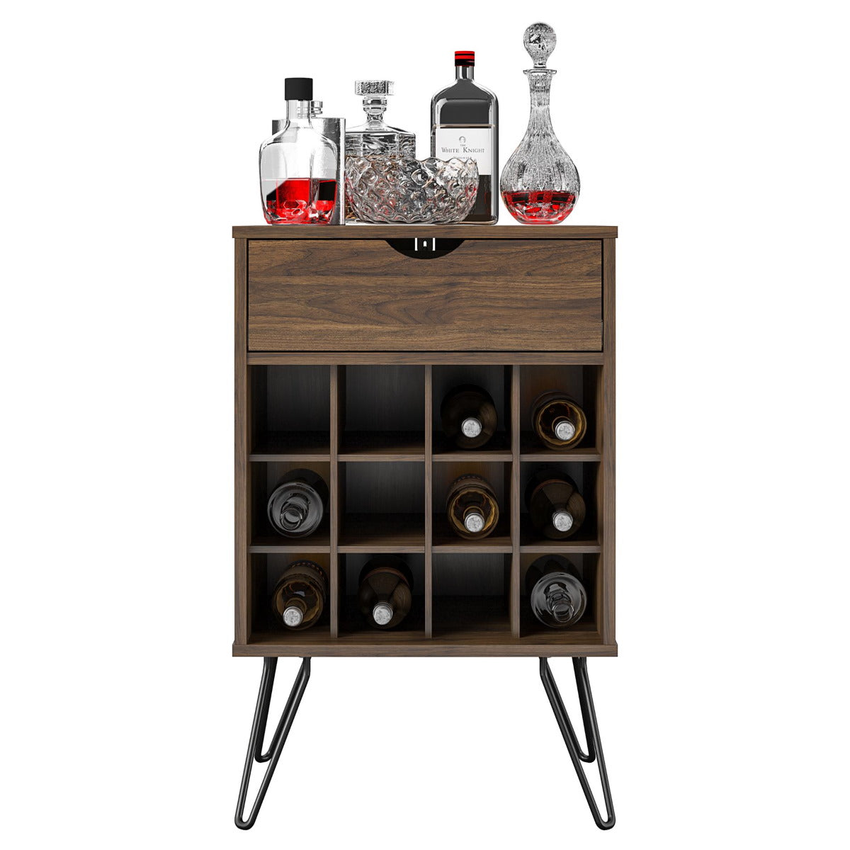 Novogratz Concord Walnut Wine Rack Cabinet (8374222COMNUK)