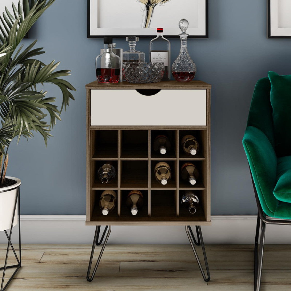 Novogratz Concord Brown Oak Wine Rack Cabinet (8374322COMNUK)