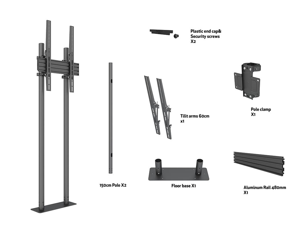 Multibrackets M Dual TV Pole Floormount Pro 65"-90"