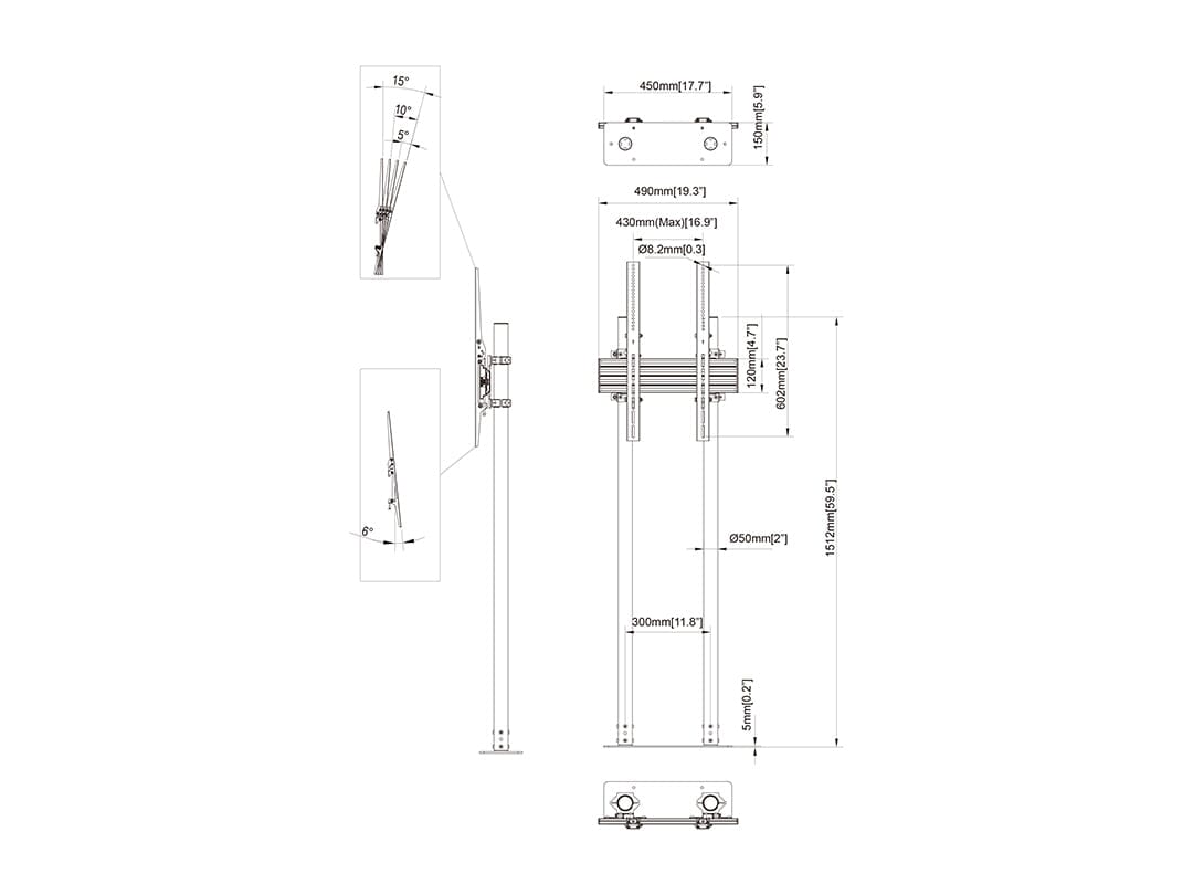 Multibrackets M Dual TV Pole Floormount Pro 65"-90"