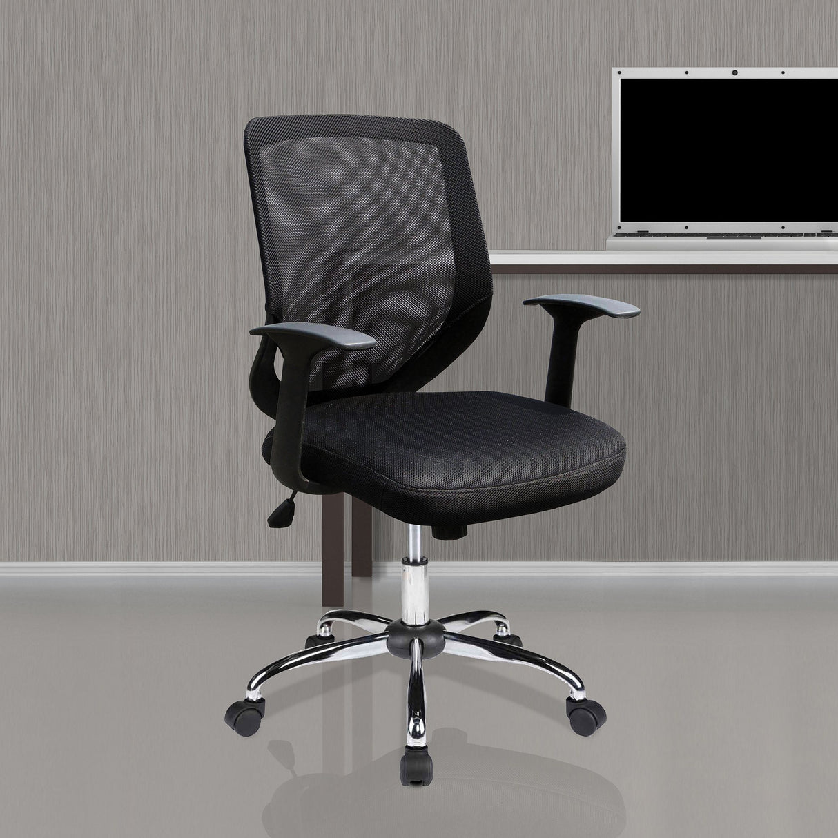 Nautilus Designs Ranger Mesh Back Task Operator Armchair with Chrome Base - Black