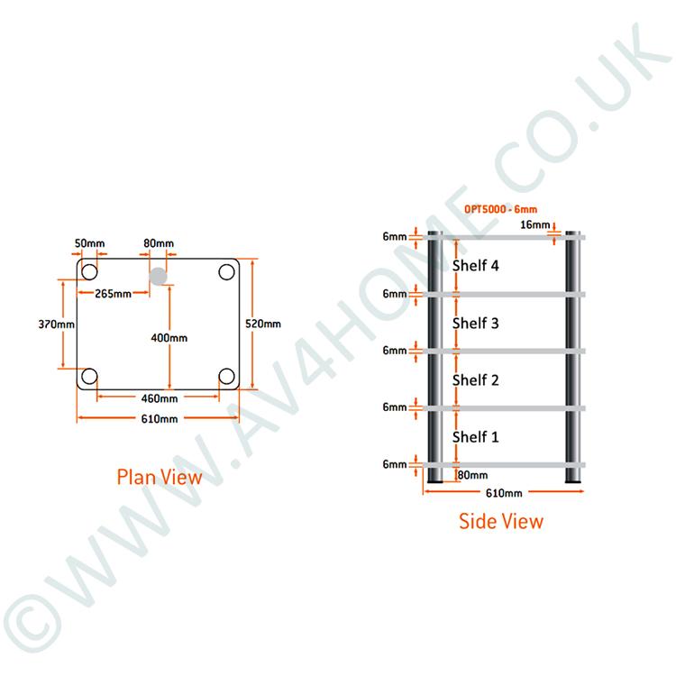 Optimum Prelude OPT-5000 Hifi Stand with 520mm deep shelves