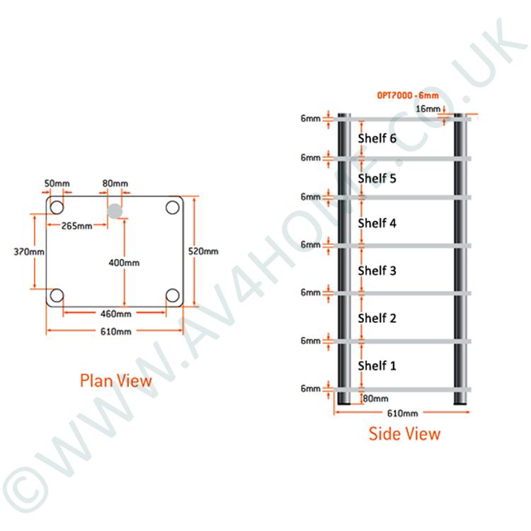 Optimum Prelude OPT-7000 Hifi Stand with 520mm deep shelves