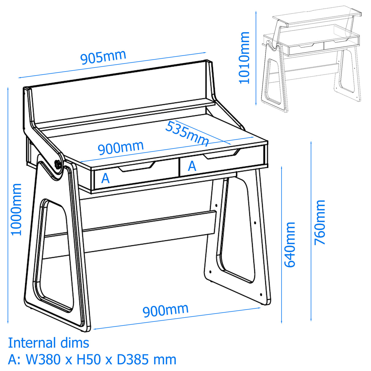 Alphason Palmer Sit Stand Office Desk (AW3622)