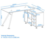 Alphason Augusta White Glass Corner Desk (AW13366A-CL)