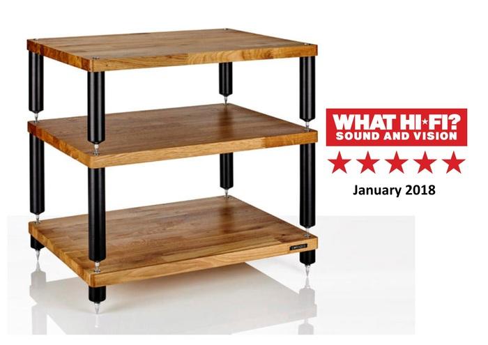 Apollo Storm 6 Dark Oak and Black 3 Shelf Hi-Fi Rack