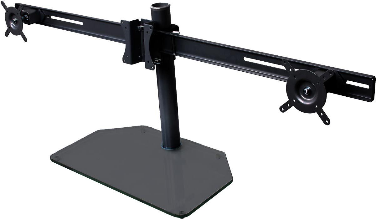 B-Tech BT7333 - Black Triple Screen Gaming Monitor Stand with Black Glass Base