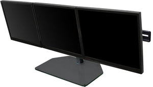 B-Tech BT7333 - Black Triple Screen Gaming Monitor Stand with Black Glass Base