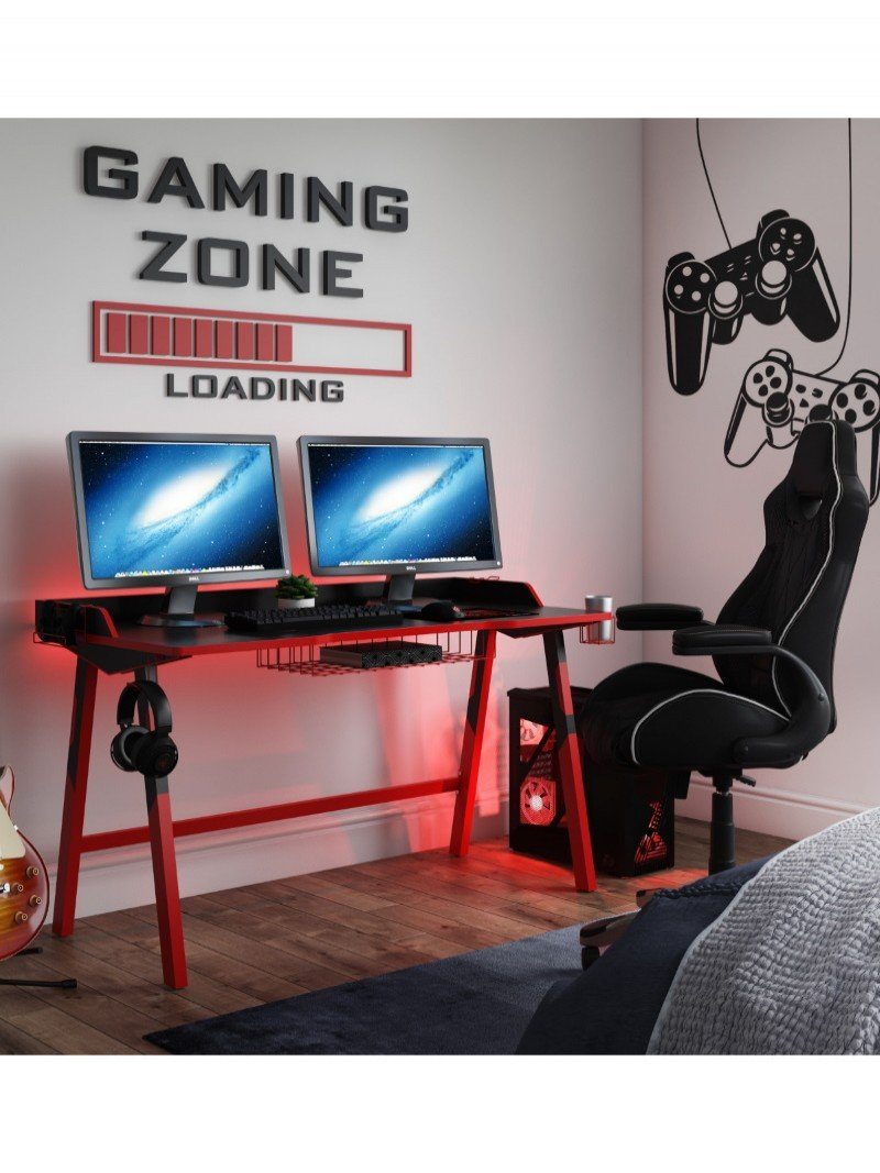 Alphason Fuego Red and Black Gaming Home Office Desk (AW9230)