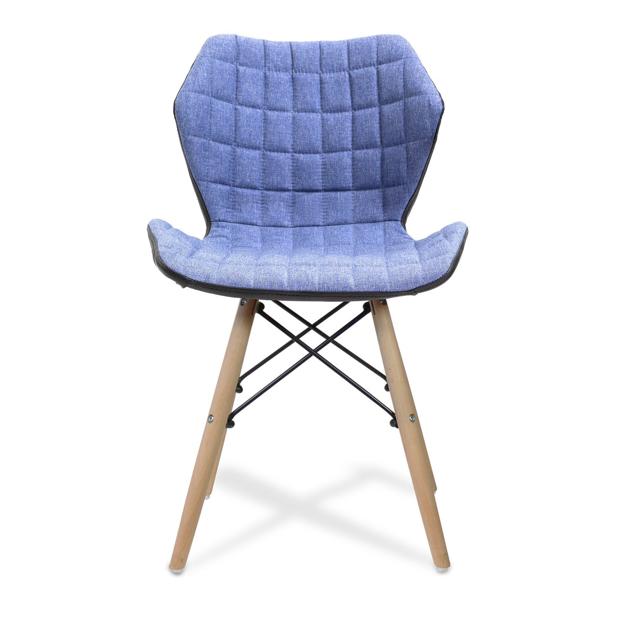 Nautilus Designs Amelia Stylish Lightweight Fabric Chair with Solid Beech Legs and Contemporary Panel Stitching - Denim