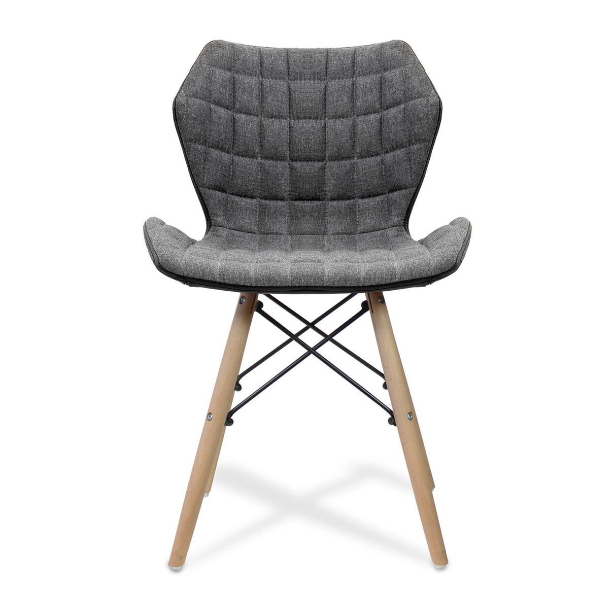 Nautilus Designs Amelia Stylish Lightweight Fabric Chair with Solid Beech Legs and Contemporary Panel Stitching - Grey