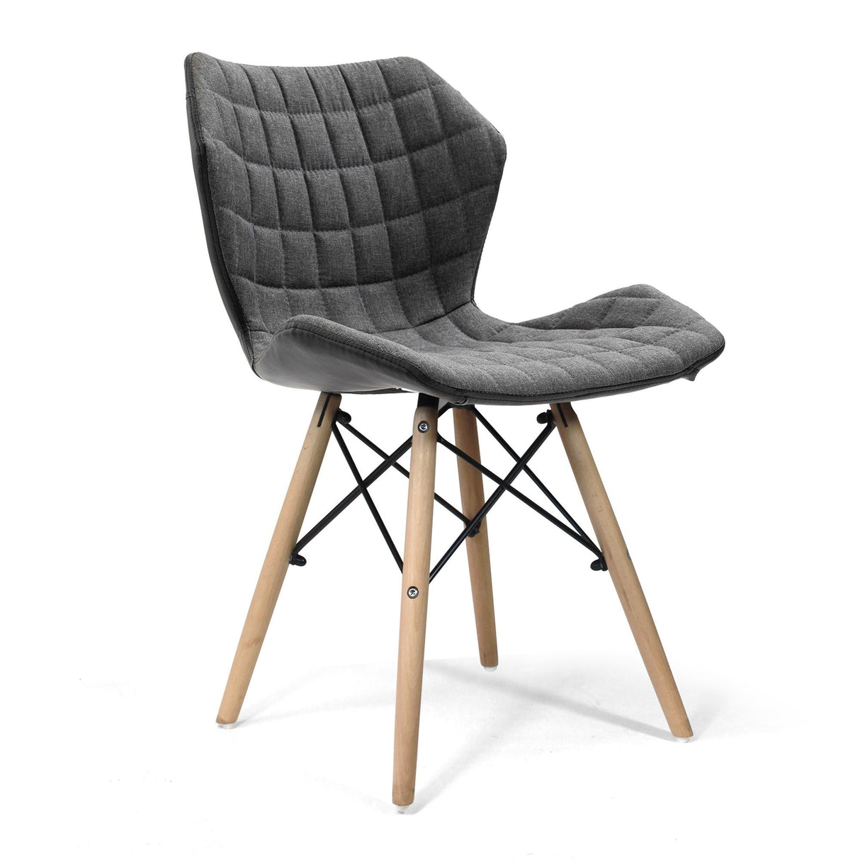 Nautilus Designs Amelia Stylish Lightweight Fabric Chair with Solid Beech Legs and Contemporary Panel Stitching - Grey