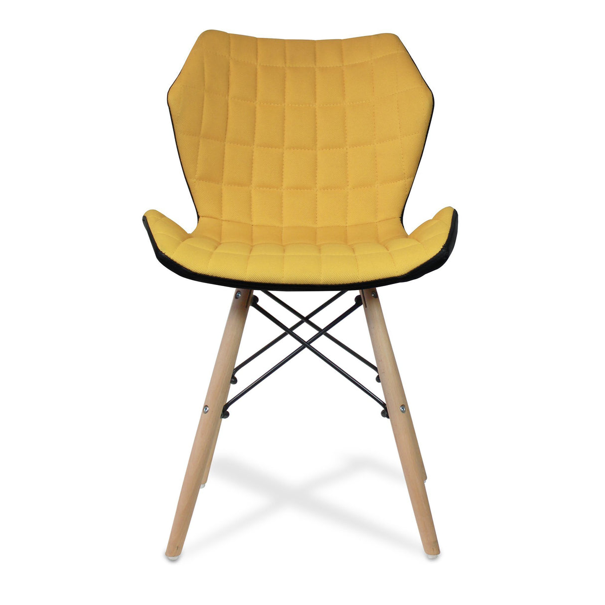 Nautilus Designs Amelia Stylish Lightweight Fabric Chair with Solid Beech Legs and Contemporary Panel Stitching - Mustard