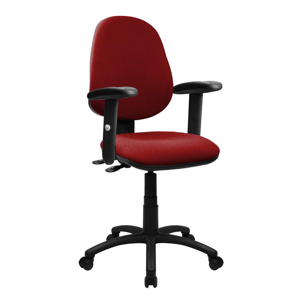 Nautilus Designs Java 200 Medium Back Operator Chair - Twin Lever with Height Adjustable Arms - Wine